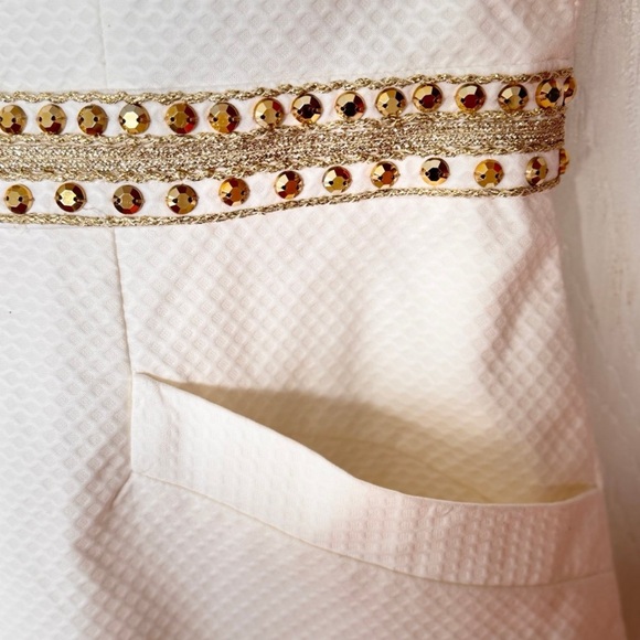 Lilly Pulitzer Dana Shift Dress White/Gold stretch Dress NWT Size 8 Lilly Pulitzer Dana Shift Dress White/Gold stretch Dress NWT Size 8